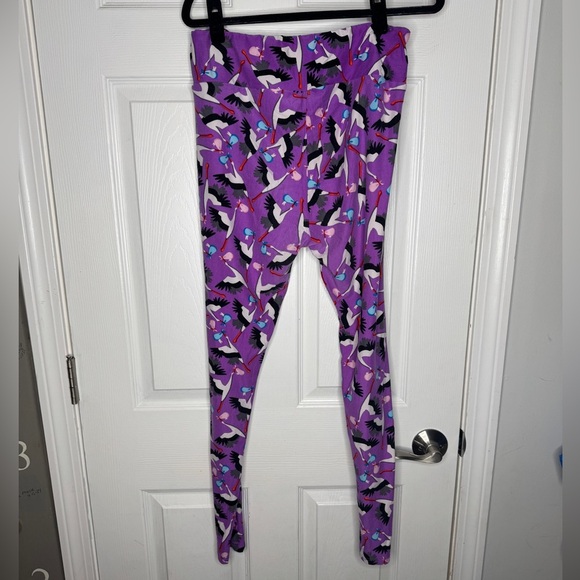 LULAROE Tall & Curvy Purple‎ Stork Leggings Baby Shower Gender Reveal Fertility - Picture 2 of 4